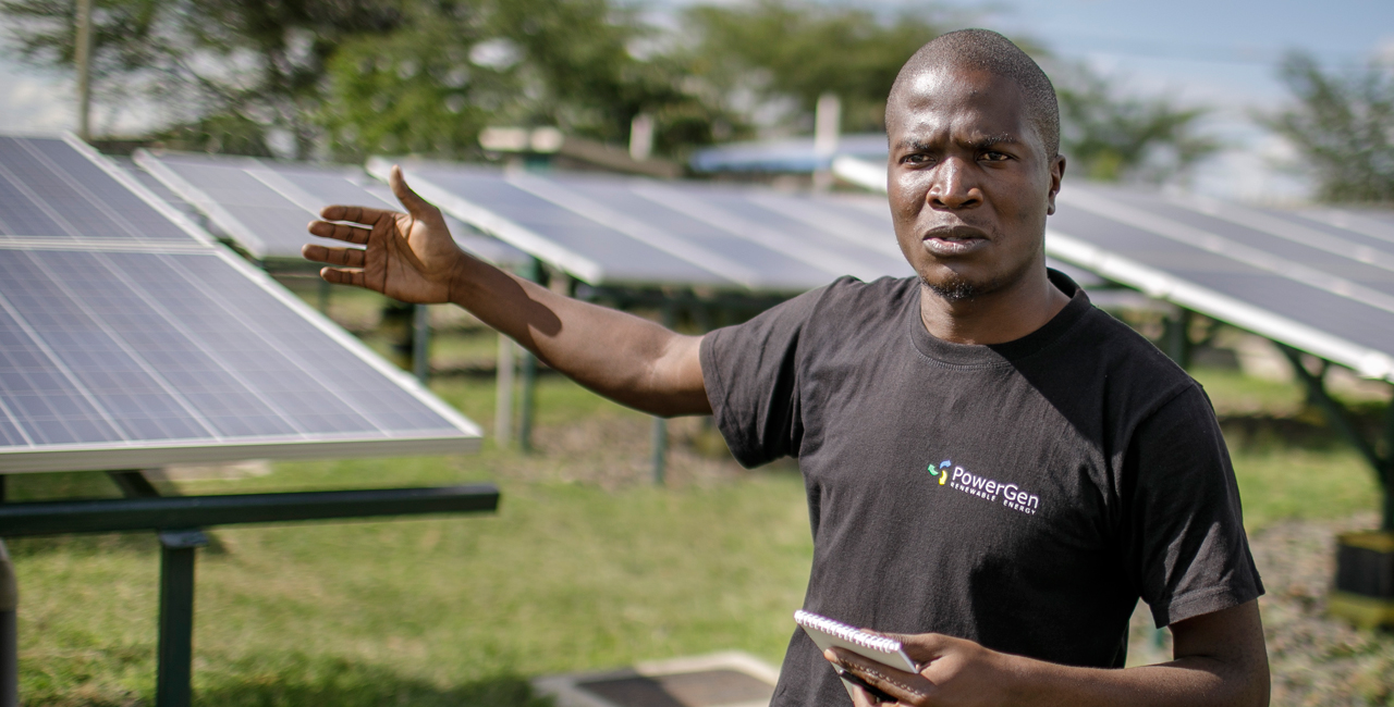 George Ndubi runs a small solar park.