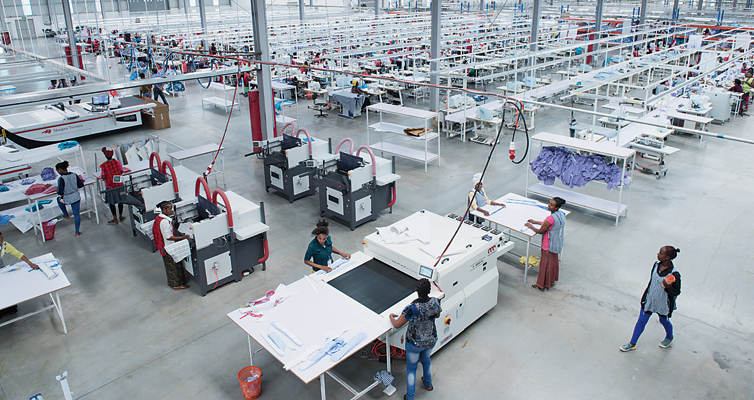 This factory employs 2,000 people and makes shirts and jeans for an American fashion chain.