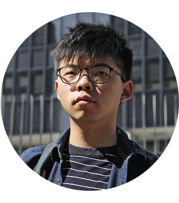 Joshua Wong Ein Student in Hongkong, der für Demokratie demonstriert
