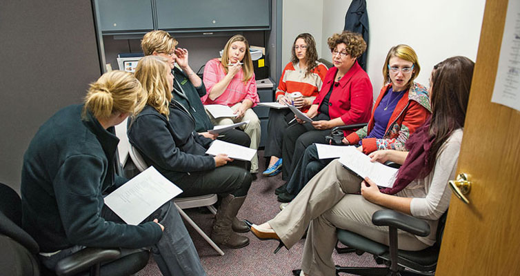 Team meeting with social worker colleagues at Bethany.