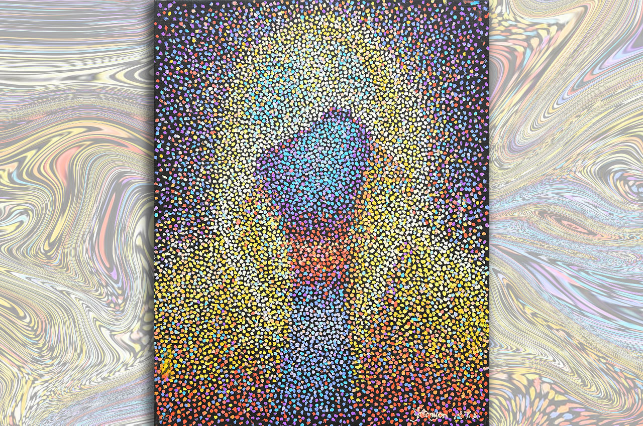Limbo is the title of the piece by Yetonyon Nunayon Taiwo (acrylic on canvas, 60 cm x 75 cm) 