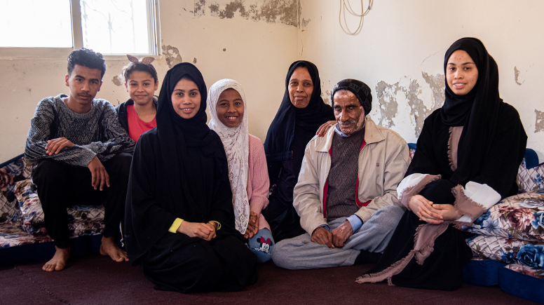 Suad Abd Al Kaeem Shaaban (centre) in the midst of her family