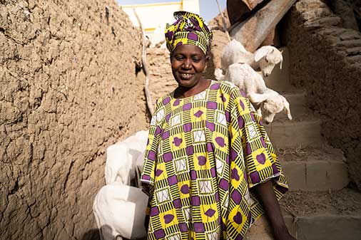 Fadimata Moulaye gives her grandchildren milk from her goats every day.